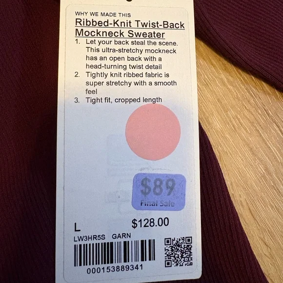 Lululemon Ribbed-Knit Twist-Back Mockneck Sweater NWT in Garnet Red - Picture 5 of 8